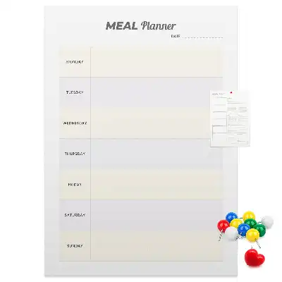 Cork pin board for menu planning