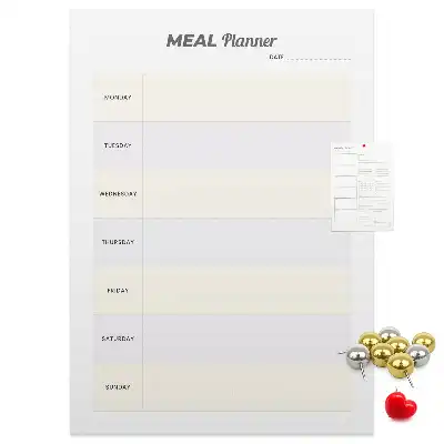 Cork pin board for menu planning