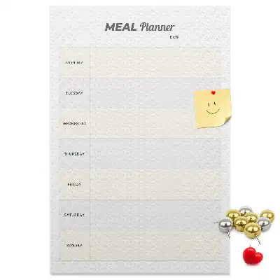 Cork pin board for menu planning