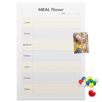 Cork pin board for menu planning