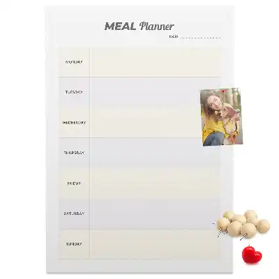 Cork pin board for menu planning