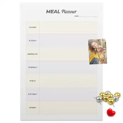 Cork pin board for menu planning