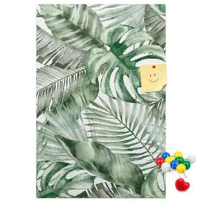 Cork pin board Leaves painted with watercolors
