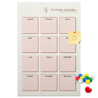 Cork Note Board Birthday calendar