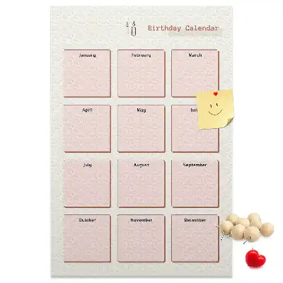 Cork Note Board Birthday calendar
