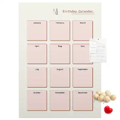Cork Note Board Birthday calendar