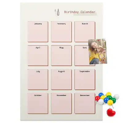 Cork Note Board Birthday calendar