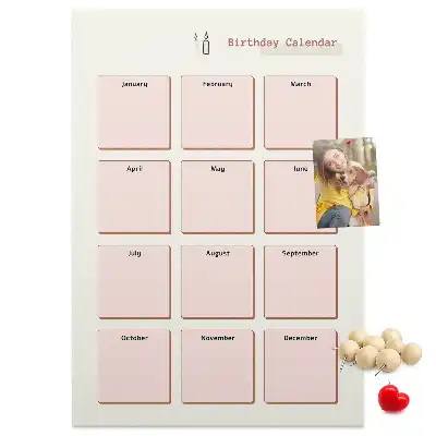 Cork Note Board Birthday calendar
