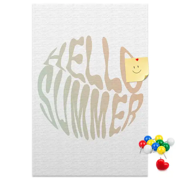 Wall cork memo board with Welcome to summer inscription