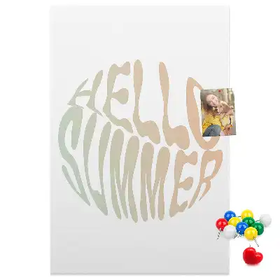 Wall cork memo board with Welcome to summer inscription