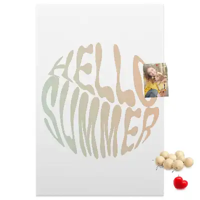 Wall cork memo board with Welcome to summer inscription