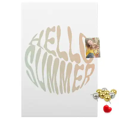 Wall cork memo board with Welcome to summer inscription