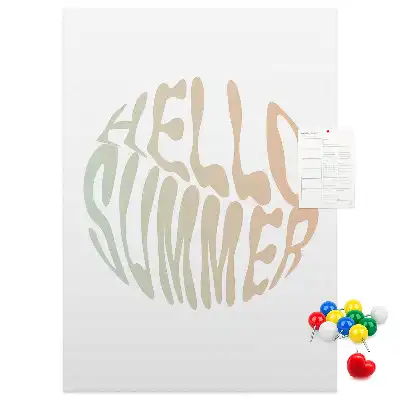 Wall cork memo board with Welcome to summer inscription