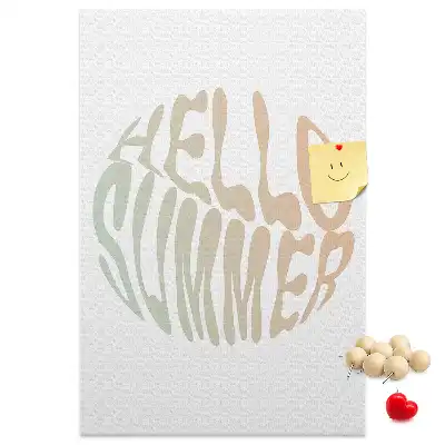 Wall cork memo board with Welcome to summer inscription