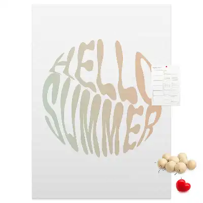 Wall cork memo board with Welcome to summer inscription
