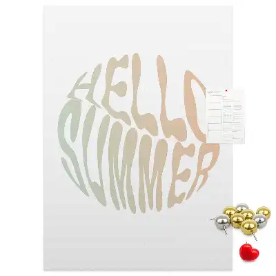 Wall cork memo board with Welcome to summer inscription