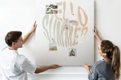 Wall cork memo board with Welcome to summer inscription