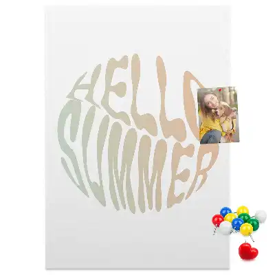 Wall cork memo board with Welcome to summer inscription