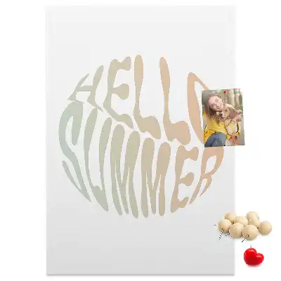 Wall cork memo board with Welcome to summer inscription
