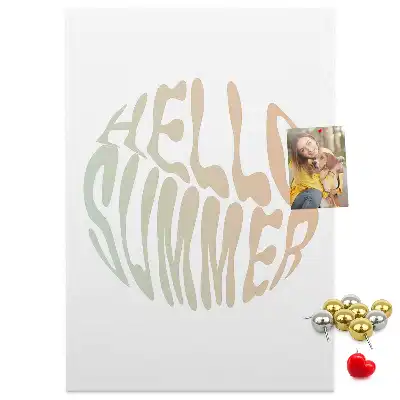 Wall cork memo board with Welcome to summer inscription