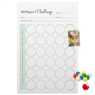 Cork pin board Challenge Planner