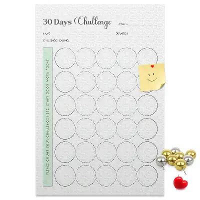 Cork pin board Challenge Planner