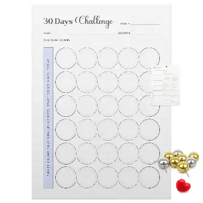 Cork Note Board 30 Day Challenge Planner