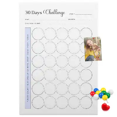 Cork Note Board 30 Day Challenge Planner
