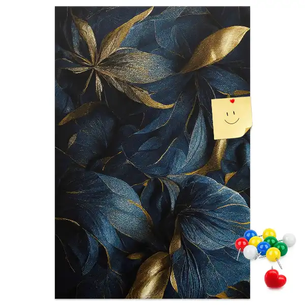 Cork note board with dark floral motif