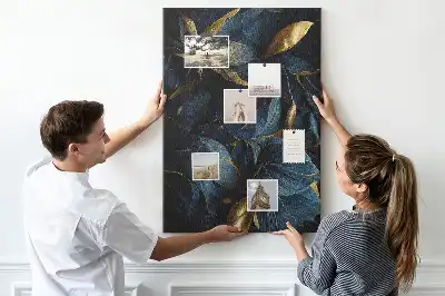 Cork note board with dark floral motif