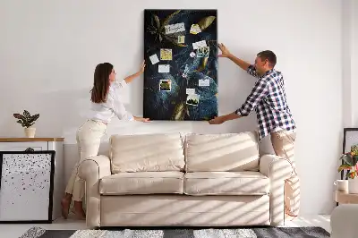 Cork note board with dark floral motif