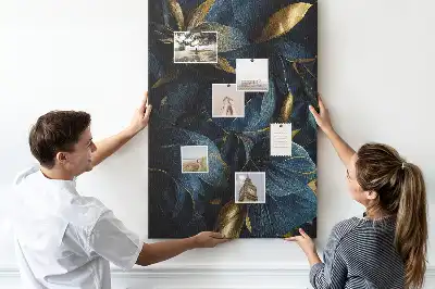 Cork note board with dark floral motif