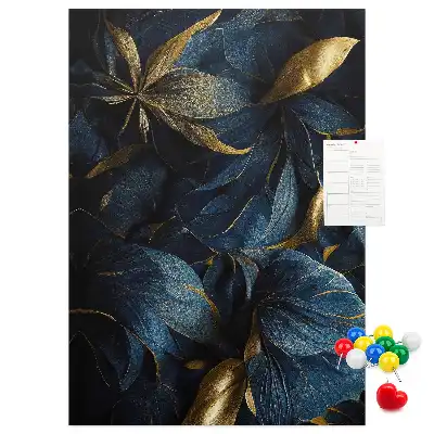 Cork note board with dark floral motif