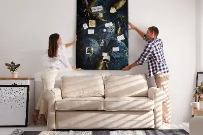 Cork note board with dark floral motif