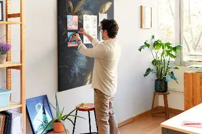 Cork note board with dark floral motif