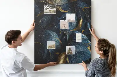 Cork note board with dark floral motif