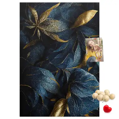 Cork note board with dark floral motif