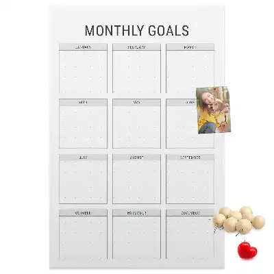 Monthly goals wall cork memo board