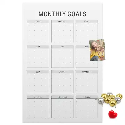Wall cork memo board Monthly goals