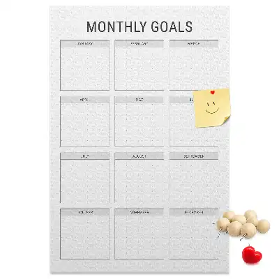 Monthly goals wall cork memo board