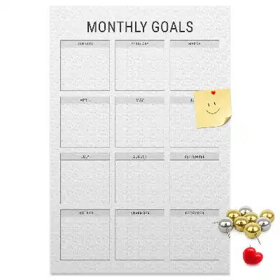 Monthly goals wall cork memo board