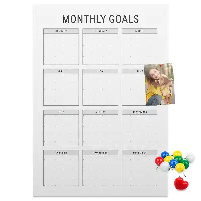 Monthly goals wall cork memo board