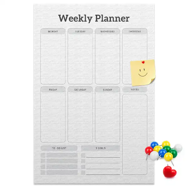 Weekly Schedule Wall Cork Memo Board