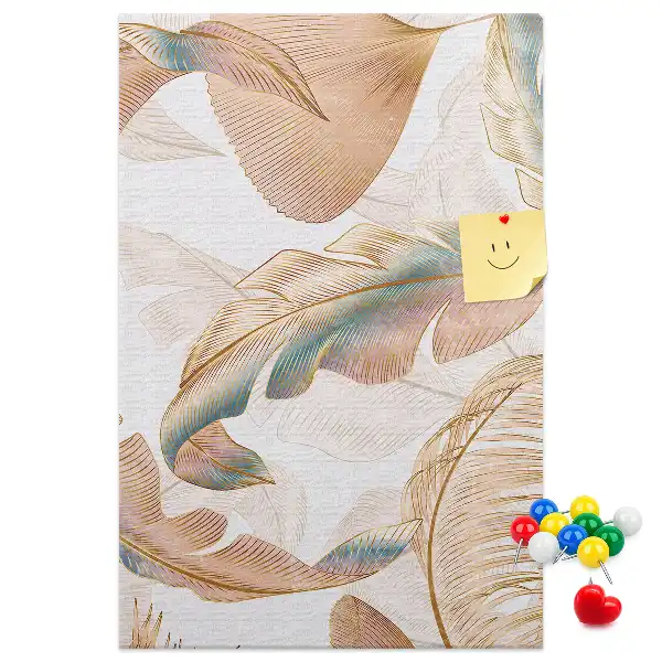 Wall cork memo board with bird feather motif