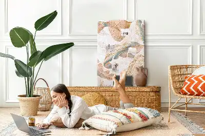 Wall cork memo board with bird feather motif