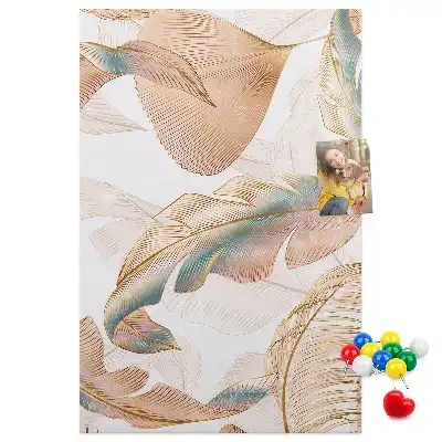 Wall cork memo board with bird feather motif