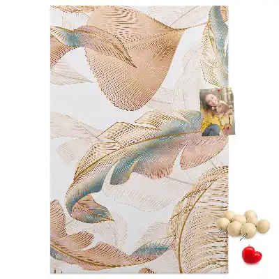Wall cork memo board with bird feather motif