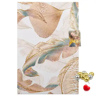 Wall cork memo board with bird feather motif