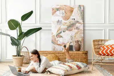 Wall cork memo board with bird feather motif