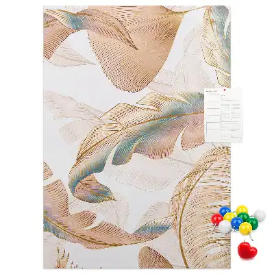 Wall cork memo board with bird feather motif